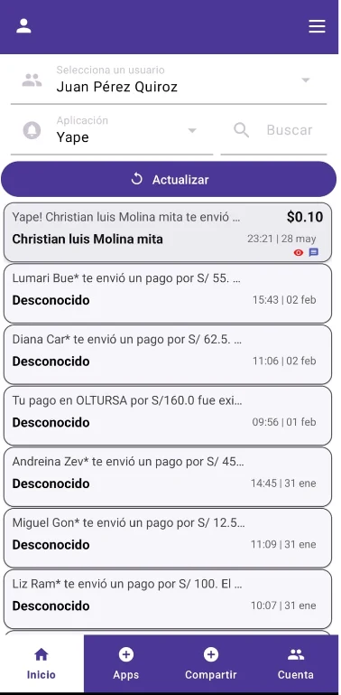 Verificador de pagos por Yape en el sistema POS de Creativa